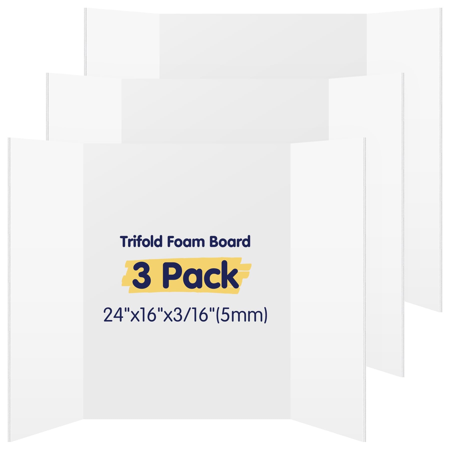 AKONEGE 2 Pack White Trifold Poster Board 36" x 48" Foam Core, Large Tri Fold Foam Poster Boards for Presentations, Science Fair Display, Photo Display, Office & School Projects, Event Exhibitions