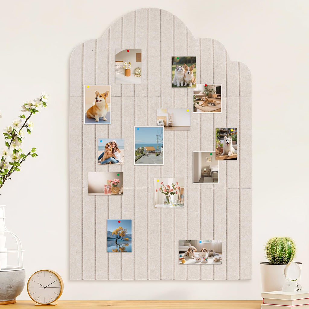 Large Cloud Arched Felt Bulletin Board, Pale Pink Sized 35" x 24" Cork Board Alternative with 6 Adhesive Tiles, 50 Pushpins for Office & Wall Decor, Perfect to Display Your Photos