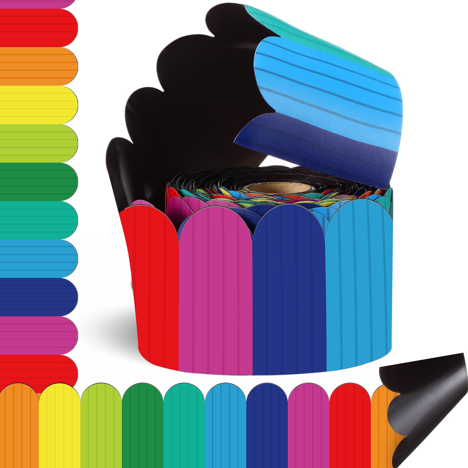 Tenceur Magnetic Bulletin Board Borders 48 ft x 2.76 Inch Neutral Polka Dots Stripes Border Trim for Classroom Decor Whiteboard Chalkboard Poster Board School Teacher Office Supplies