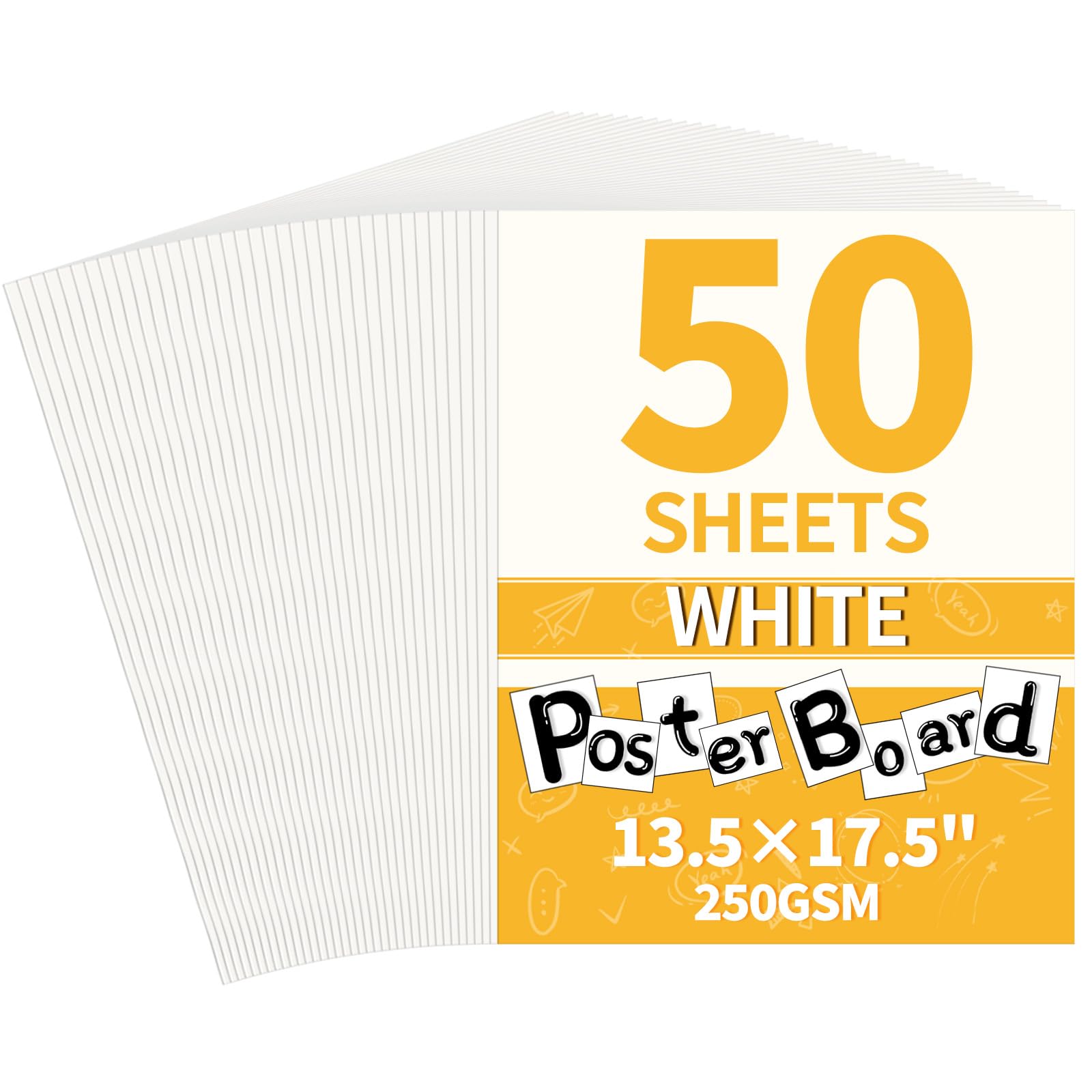 100 Pack White Poster Board, 13.5" x 17.5" Heavy-Weight Blank Poster Board Bulk, Thick Poster Board Paper for School, Classroom Supplies, Display, Art Crafts, Drawing, Presentations, Science Projects