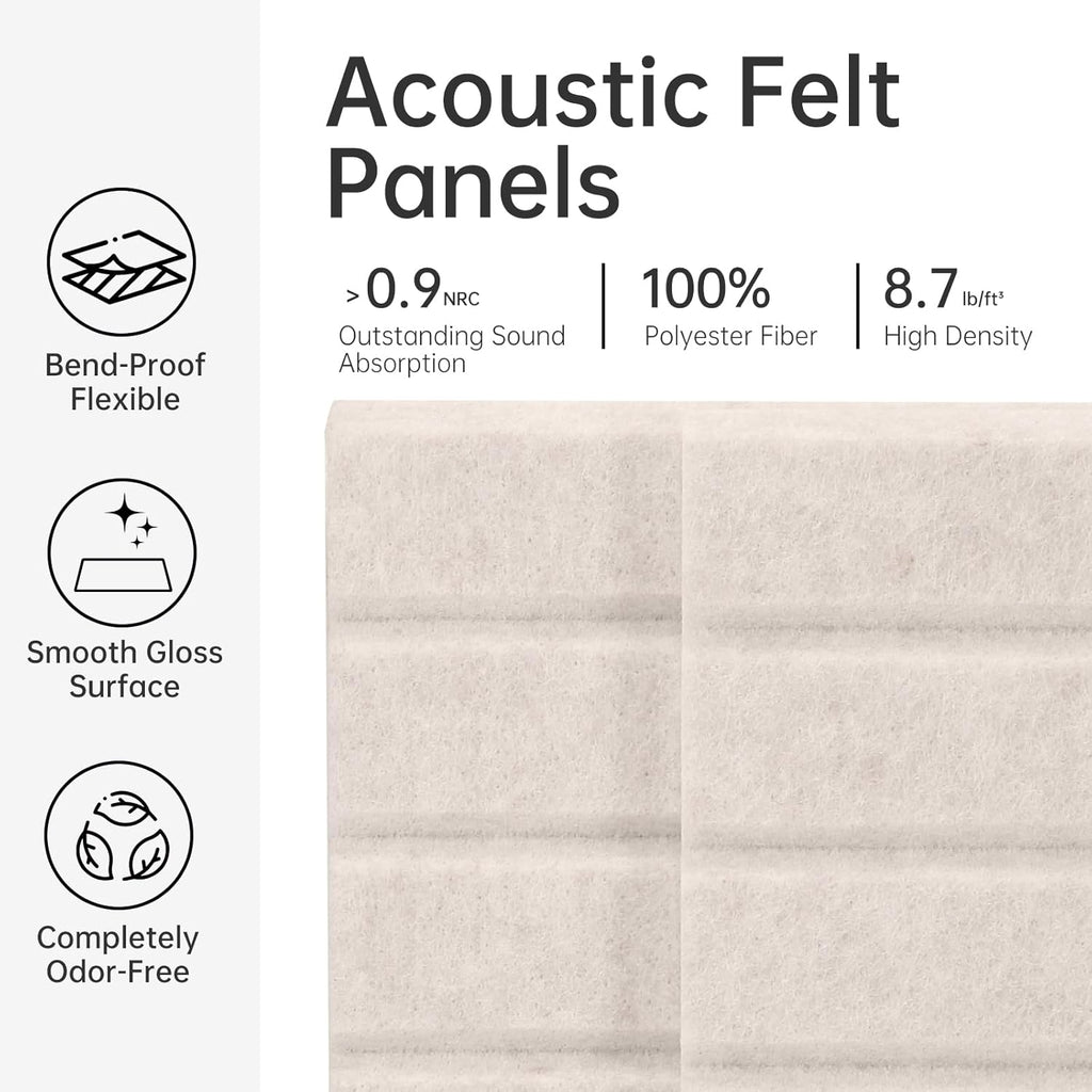Felt Bulletin Board, 48"X 36" Felt Board for Wall, 12 Pack Felt Wall Tiles, with 70 Adhesive Tabs, Large Felt Bulletin Board Tiles, Cork Board for Room Office Decor, Classroom Pin Board (Oatmeal)