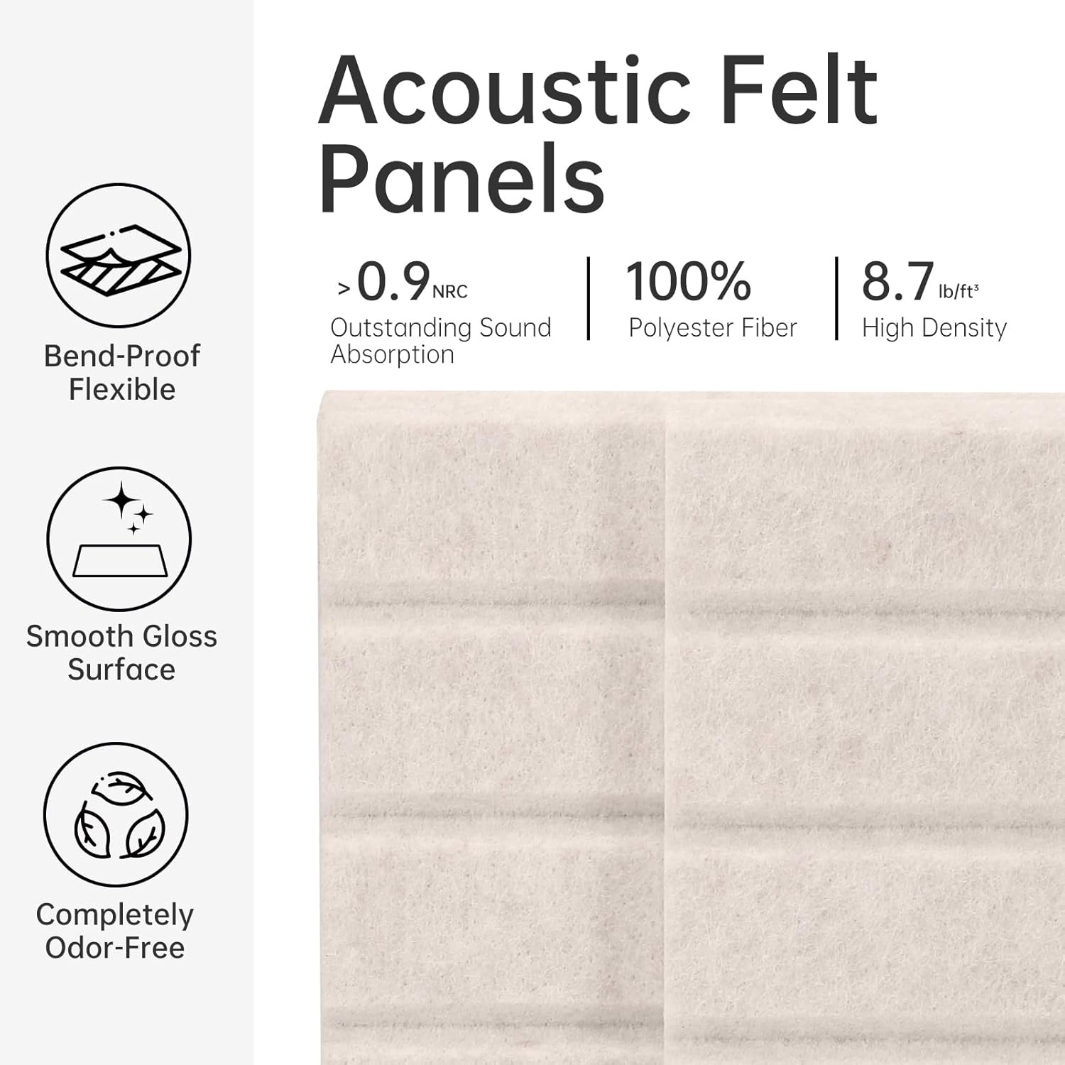Felt Bulletin Board, 48"X 36" Felt Board for Wall, 12 Pack Felt Wall Tiles, with 70 Adhesive Tabs, Large Felt Bulletin Board Tiles, Cork Board for Room Office Decor, Classroom Pin Board (Oatmeal)
