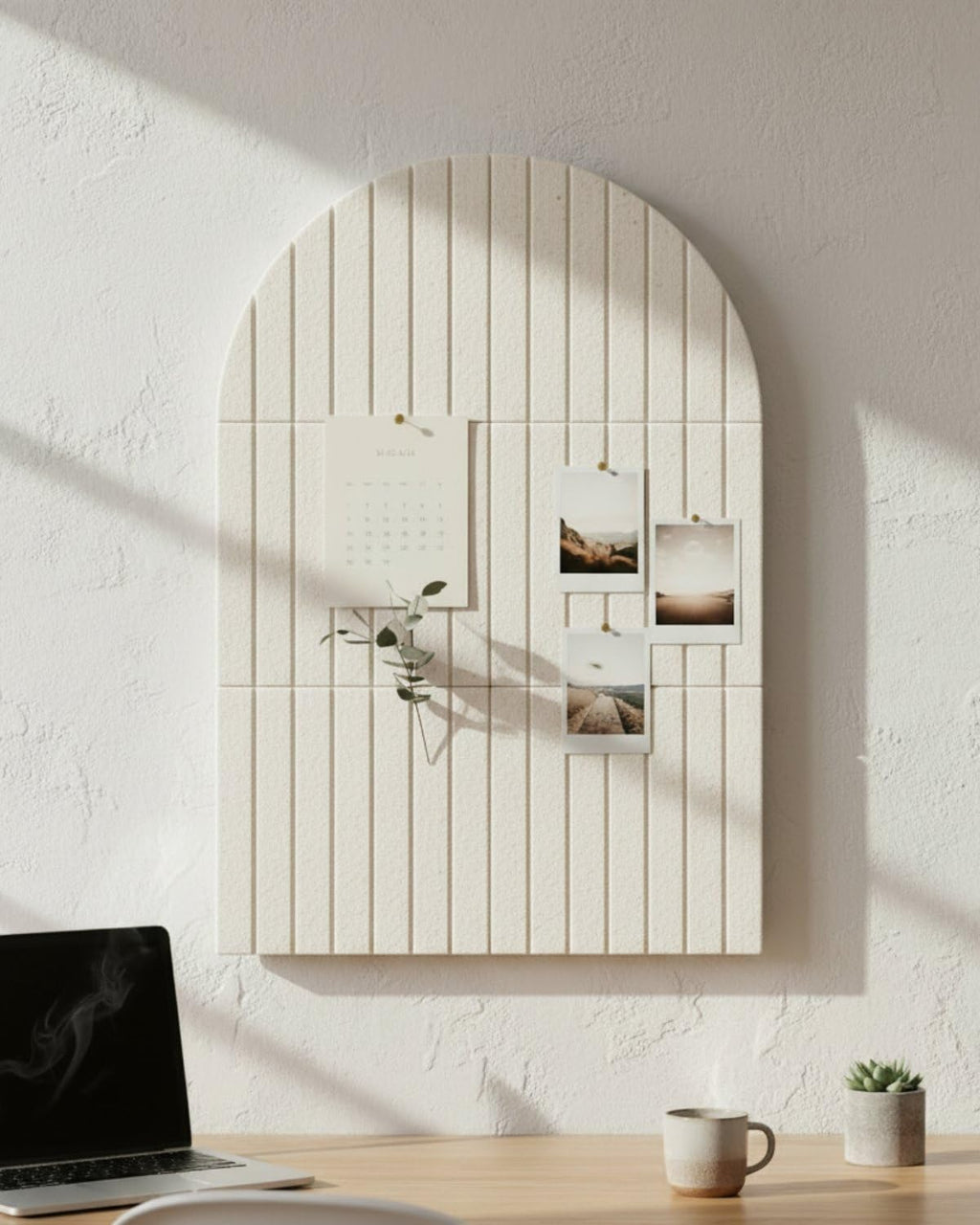 Arched Felt Bulletin Board 36" x 24", 6 Felt Tiles with 30 Removable Adhesive Tabs, Cork Board Alternaltive for Office, Vision Board & Wall Decor (Black)