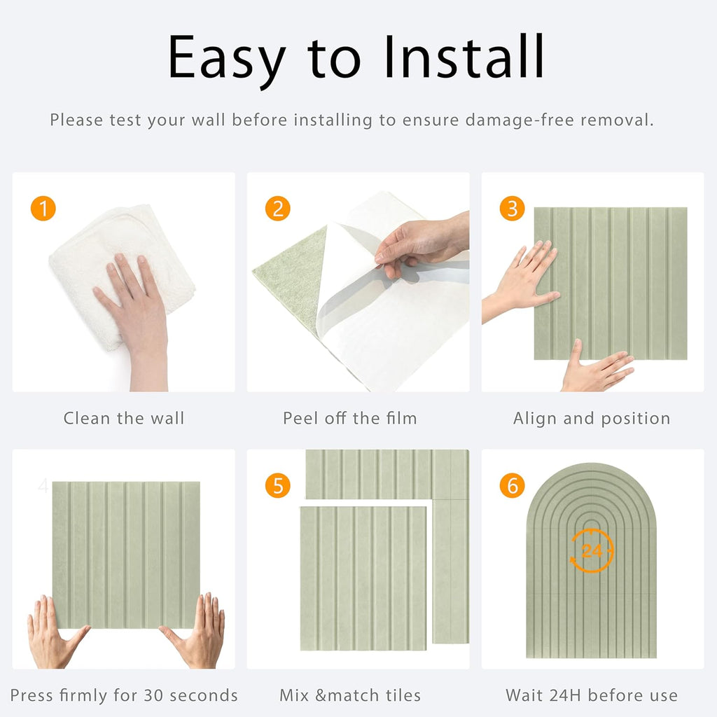 6 Pack Arched Felt Bulletin Board Tiles 35"x24", Cork Board Alternative with Felt Storage Bag, Vision Board, Adhesive Felt Wall Tiles with 50PCS Pushpins for Office, Home Wall Decor & Photo Display