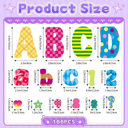 166 Pcs Letters Stickers 4 Inch, Bulletin Board Letters Self-Adhesive Vinyl Colorful Alphabet Number Sticker Letters for Poster Board Letters Classroom, Party Decor, Chalkboard Display & DIY Crafts