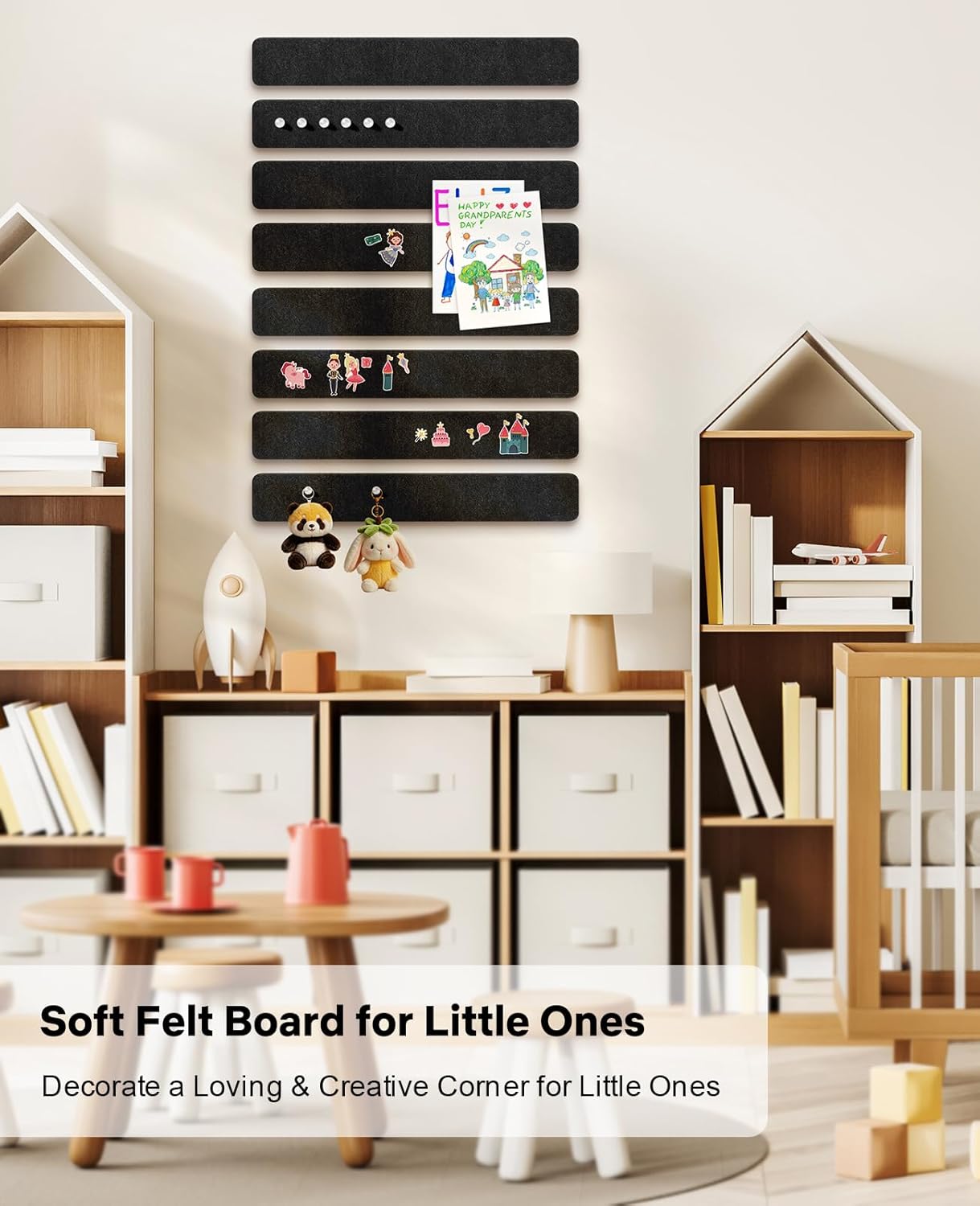 Small Cork Bulletin Board Tiles, Felt Wall Decor and Office Desk Accessories for Vision, Message Center, Picture and Prayer Board, Dorm, Room, Home Office Essentials and Organization(Black)