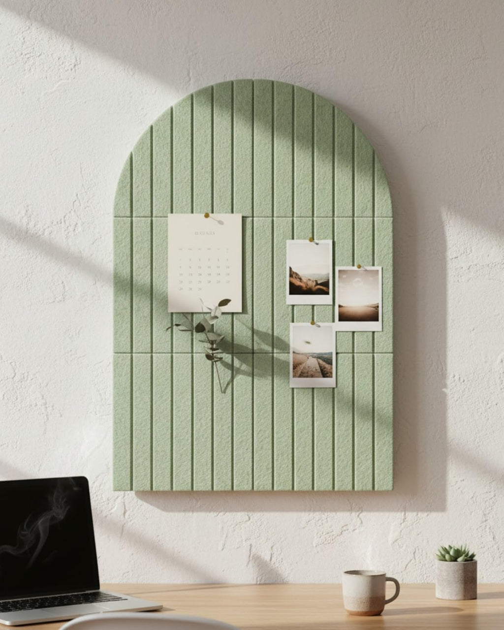 Arched Felt Bulletin Board 36" x 24", 6 Felt Tiles with 30 Removable Adhesive Tabs, Cork Board Alternaltive for Office, Vision Board & Wall Decor (Black)