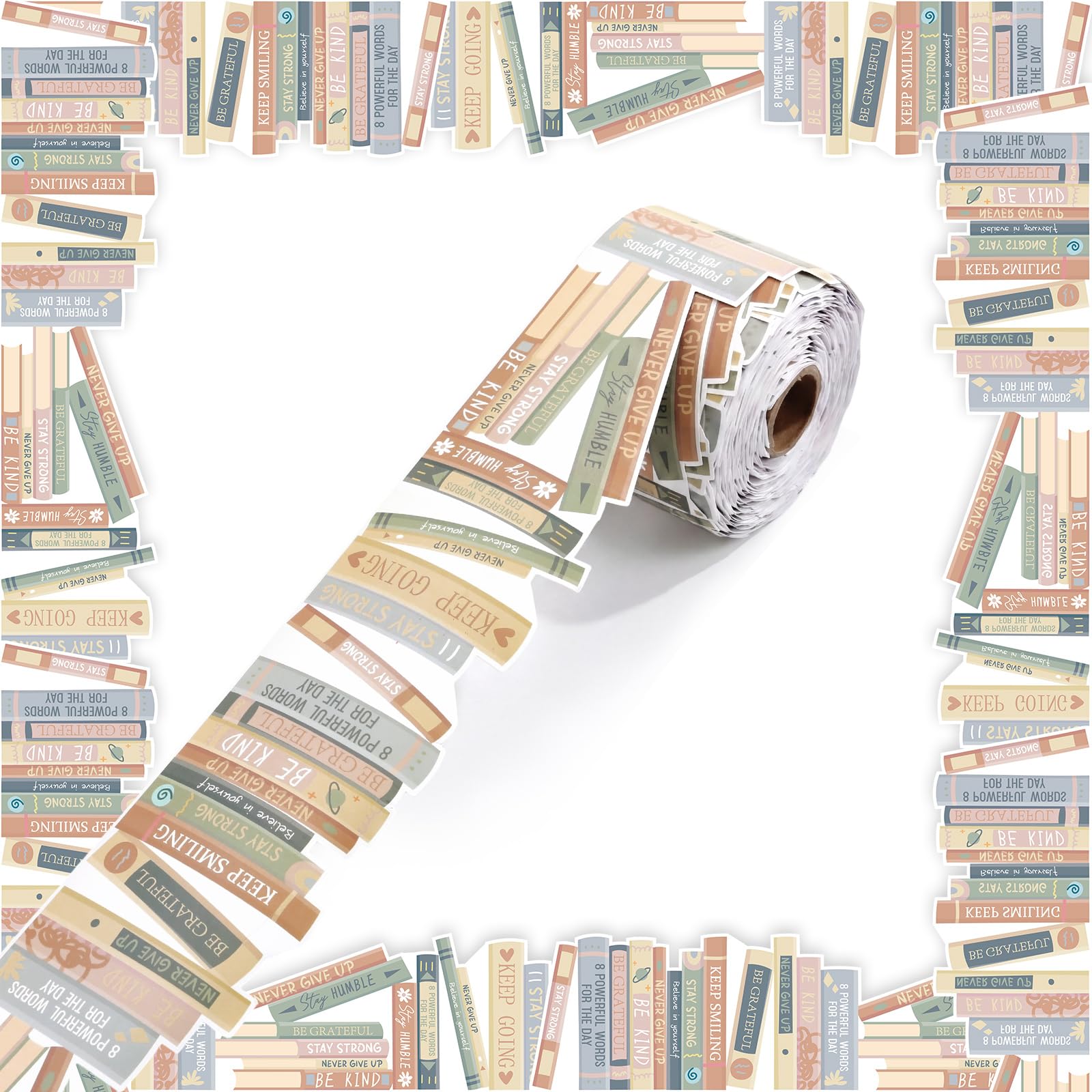 Tenceur 120 ft Bookshelf Border Trim Book Rolled Border Trim Decor Back to School Straight Bulletin Board Set for Library Classroom Poster Board Whiteboard Wall Decoration(Morandi,Neutral)
