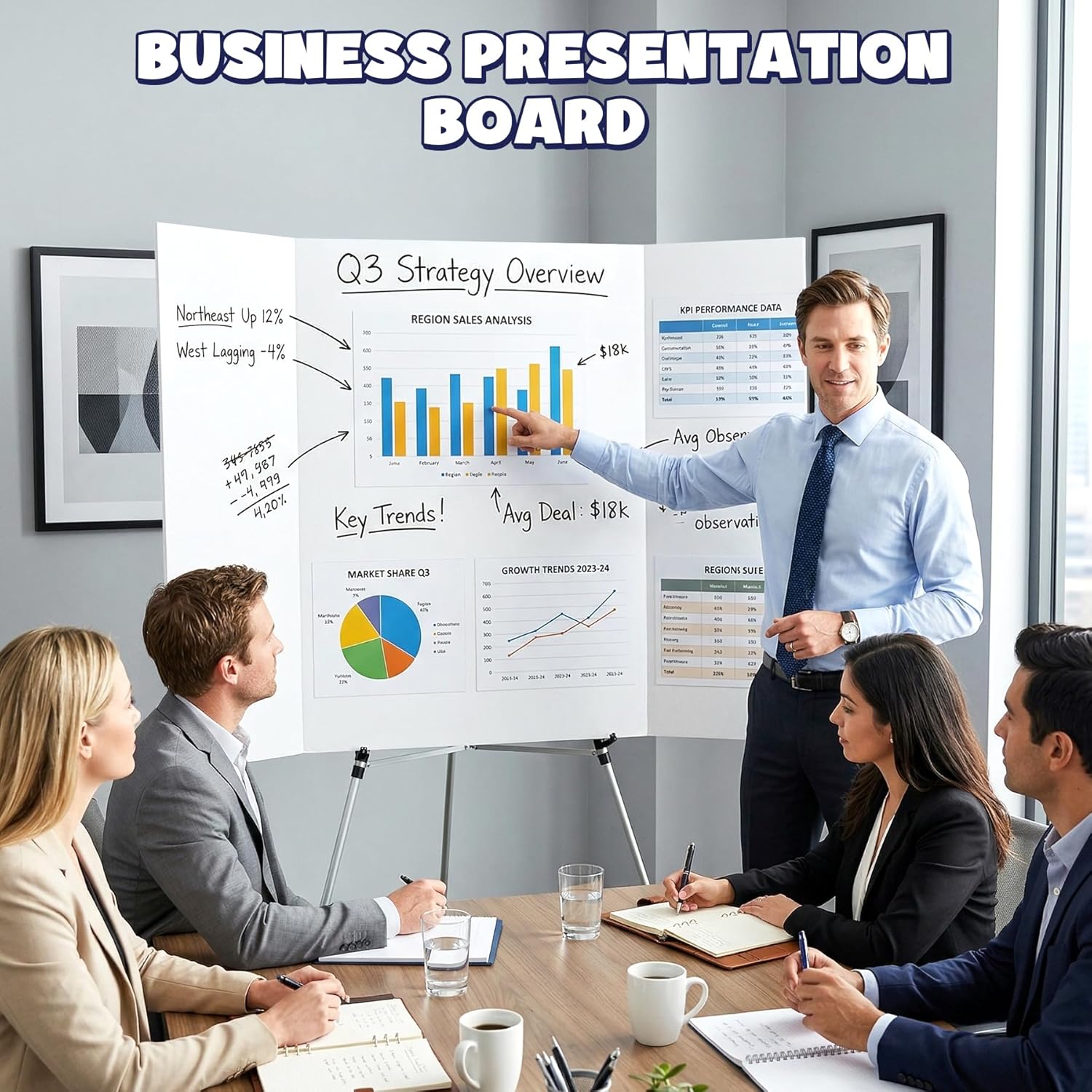 AKONEGE 2 Pack White Trifold Poster Board 36" x 48" Foam Core, Large Tri Fold Foam Poster Boards for Presentations, Science Fair Display, Photo Display, Office & School Projects, Event Exhibitions