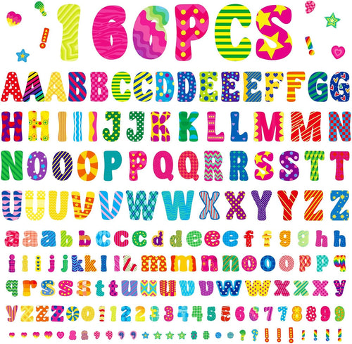 166 Pcs Letters Stickers 4 Inch, Bulletin Board Letters Self-Adhesive Vinyl Colorful Alphabet Number Sticker Letters for Poster Board Letters Classroom, Party Decor, Chalkboard Display & DIY Crafts
