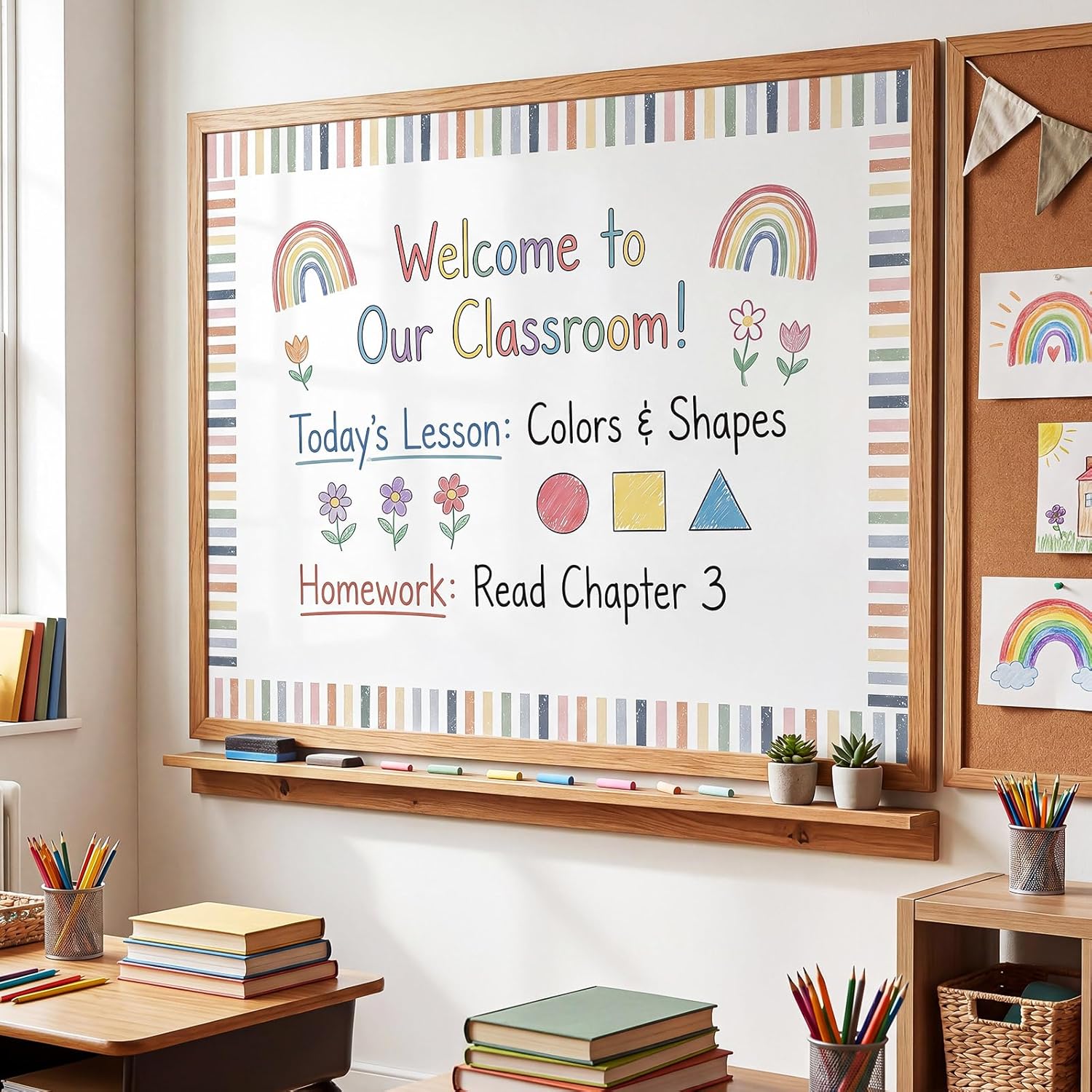 Tenceur Magnetic Bulletin Board Borders 48 ft x 2.76 Inch Neutral Polka Dots Stripes Border Trim for Classroom Decor Whiteboard Chalkboard Poster Board School Teacher Office Supplies