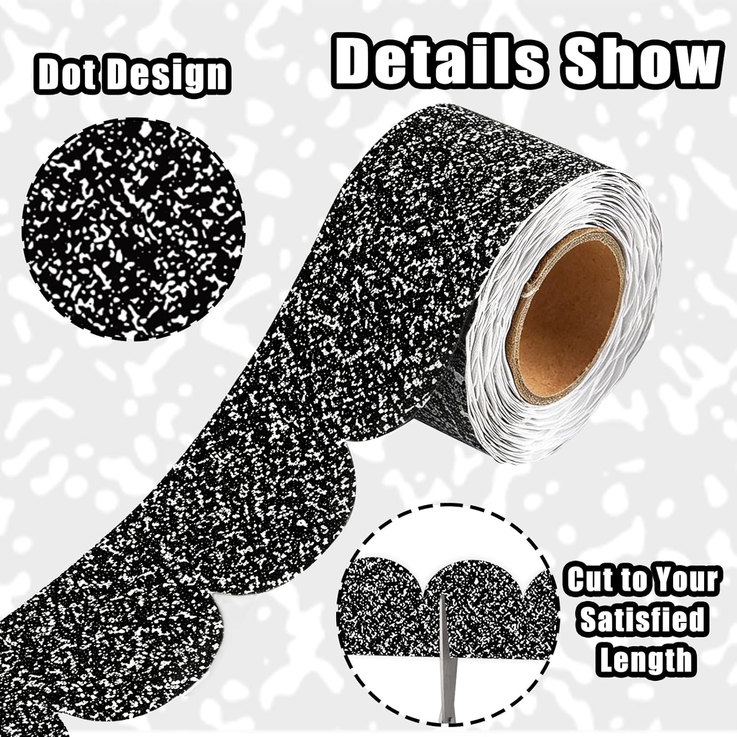 50 Feet Composition Bulletin Board Borders, Black and White Scalloped Rolled Border Trim, Classroom Borders Wavy Decor for Back to School, Home, School, Office Wall DIY Decorations