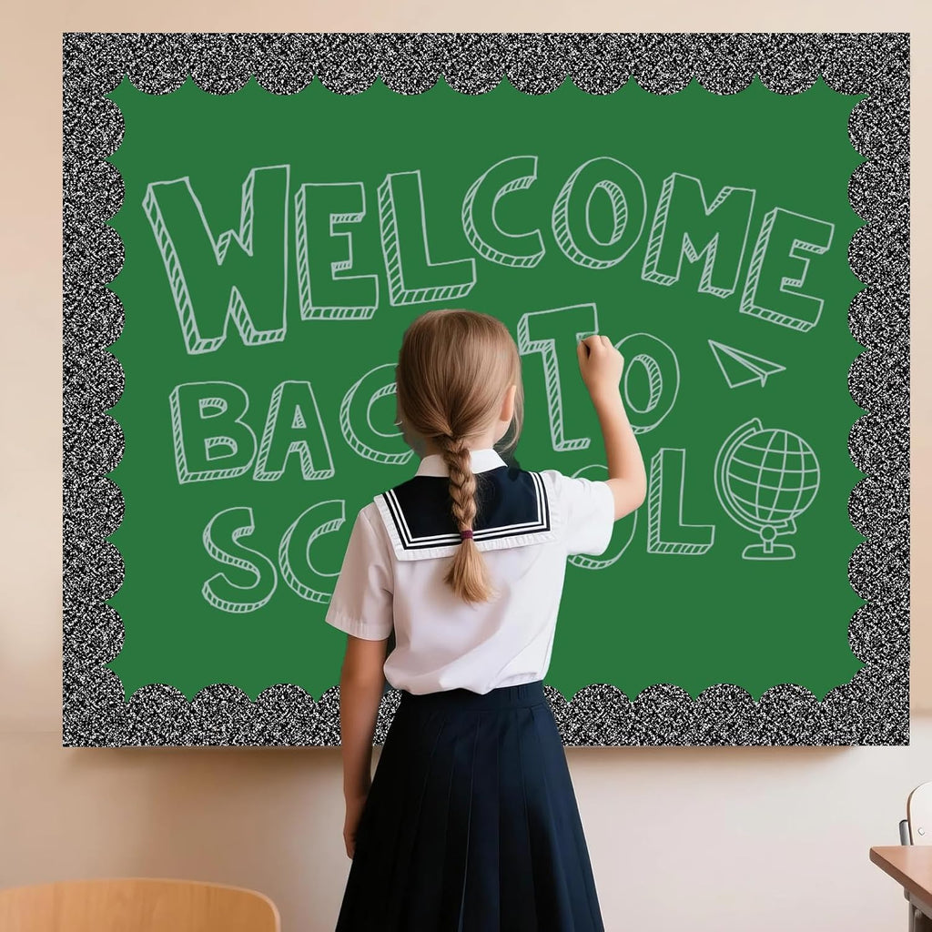 50 Feet Composition Bulletin Board Borders, Black and White Scalloped Rolled Border Trim, Classroom Borders Wavy Decor for Back to School, Home, School, Office Wall DIY Decorations