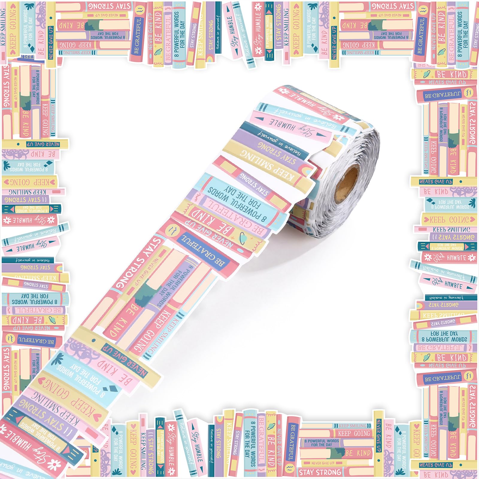 Tenceur 120 ft Bookshelf Border Trim Book Rolled Border Trim Decor Back to School Straight Bulletin Board Set for Library Classroom Poster Board Whiteboard Wall Decoration(Morandi,Neutral)