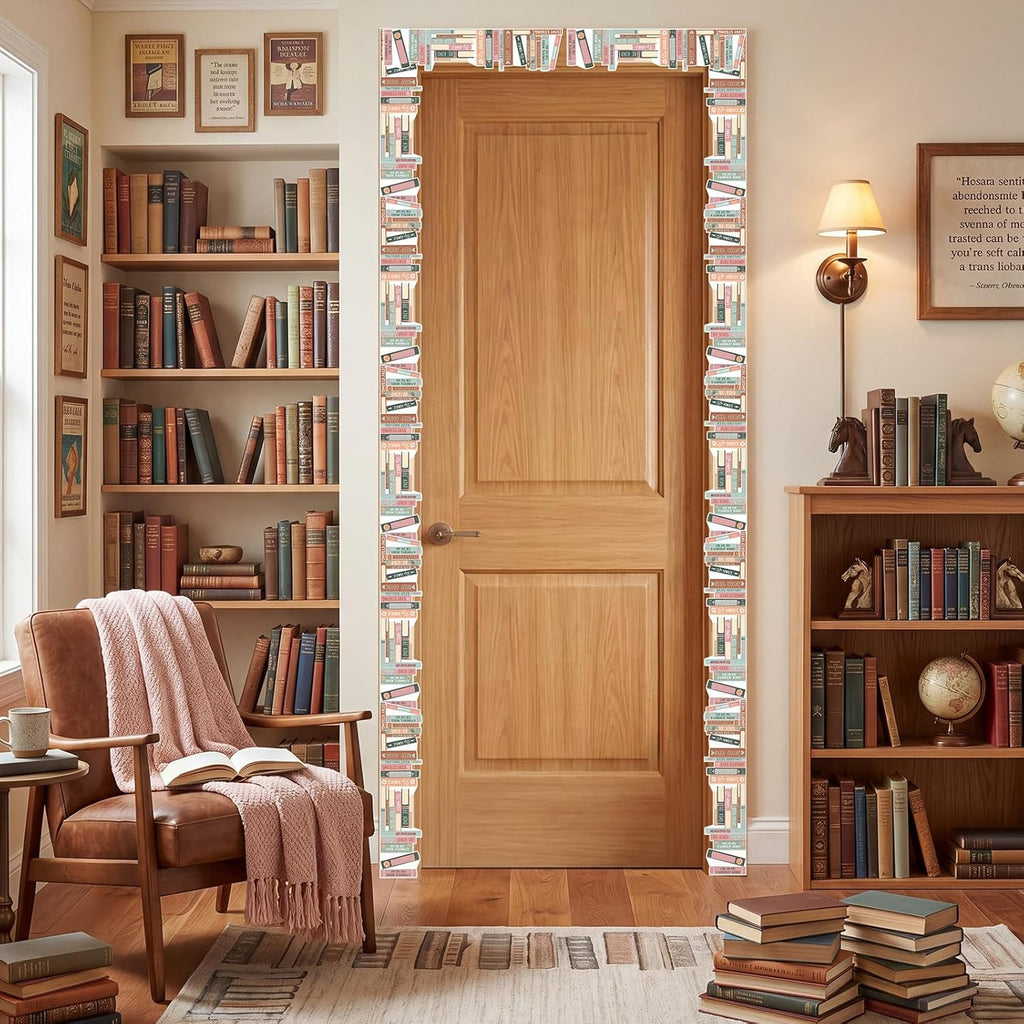Tenceur 120 ft Bookshelf Border Trim Book Rolled Border Trim Decor Back to School Straight Bulletin Board Set for Library Classroom Poster Board Whiteboard Wall Decoration(Morandi,Neutral)